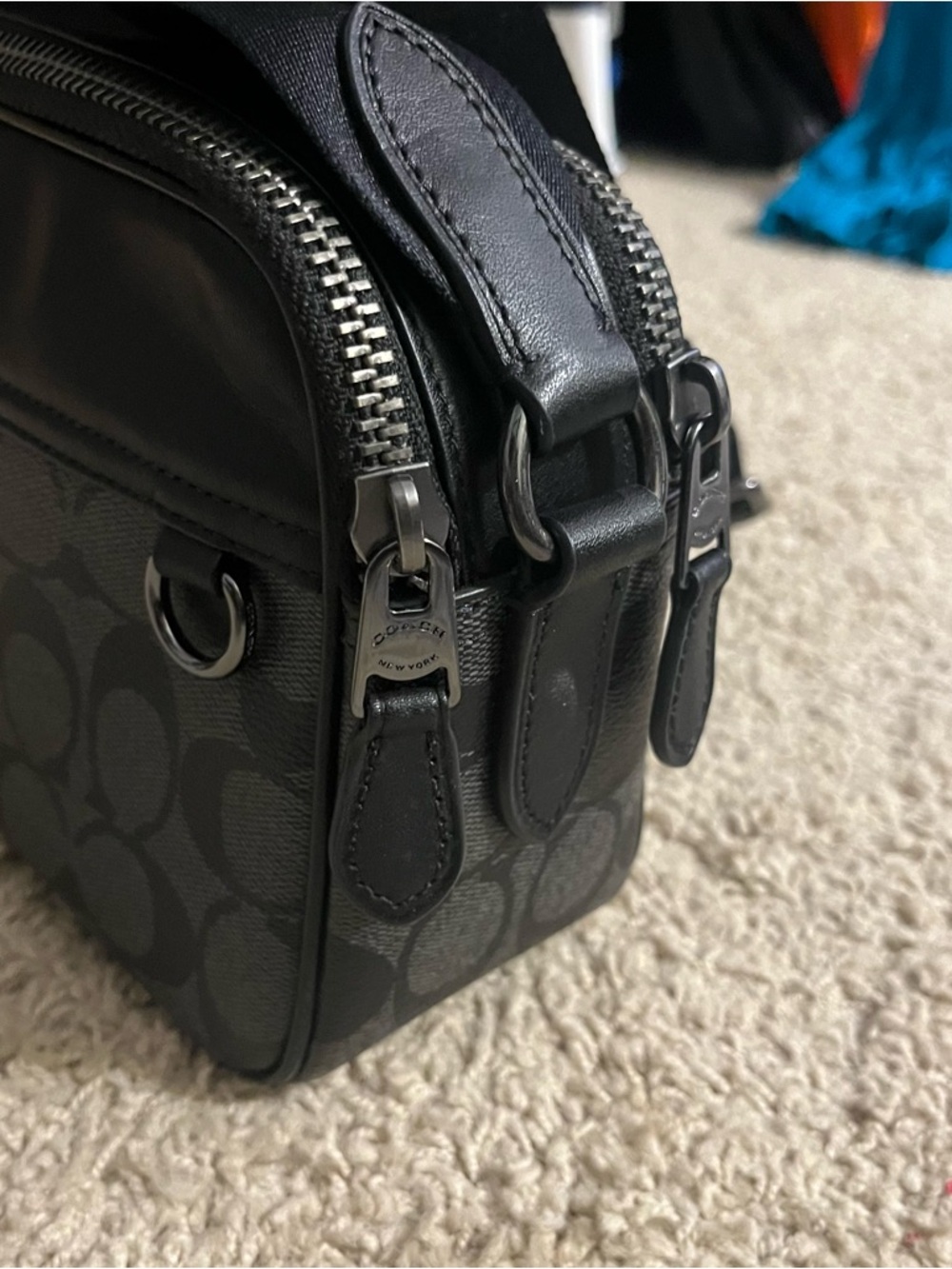 Coach Black Signature Messenger Bag - Picture 12 of 14